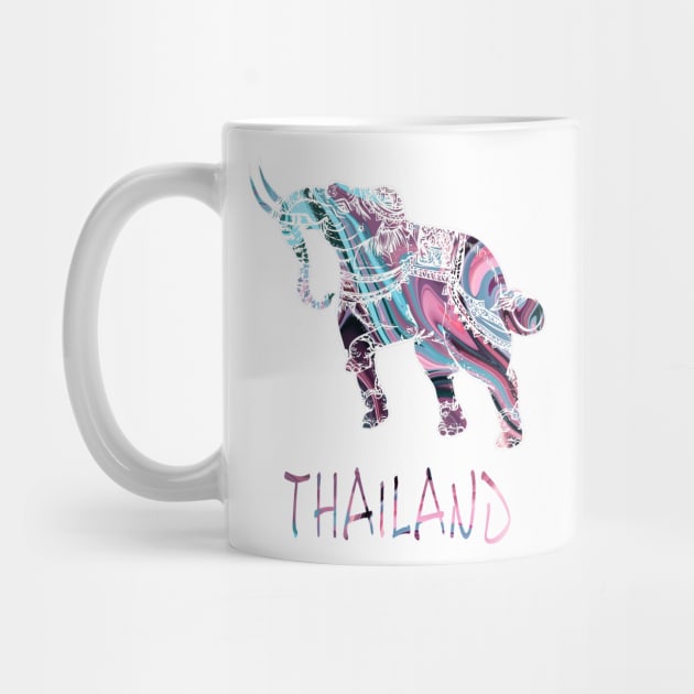 Ornate Thai Elephant In A Colorful Illustration by VintCam